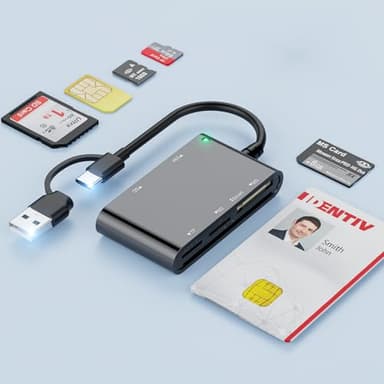 Lettore Smart Card Firma Digitale,6 in 1 USB-A + USB-C Lettore IC Smart Card Tessera Sanitaria Lettore Smart Card CNS, Lettore di Smart CRS/CNS/SIM/MicroSD/SD/MMC/M2 Lettore Cie per PC Windows Phone