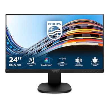Philips 243S7EHMB Monitor 24" LED IPS, Full HD, 3 Side Frameless, Regolabile in Altezza, Girevole, Pivot, Inclinabile, Casse Audio Integrate, Softblue Protezione Occhi, HDMI, VGA, Vesa, Nero