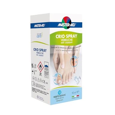MASTER AID Footcare Verruche - Crio Spray Verruche - Trattamento Verruche - Per Rimozione Verruche di Piedi e Mani - 1 Confezione con 12 Applicazioni - 50ml
