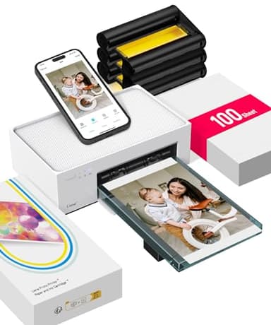 Liene Stampante Fotografica Portatile per Smartphone(10x15cm), WiFi Stampante a Sublimazione per PC/iPhone/Android, Cartuccia d'inchiostro e 100 Carte Fotografiche incluse, 300DPI, Stampa Istantanea