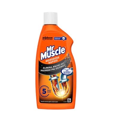Mr Muscle Tubi e Scarichi Gel, Stura lavandini e Scarichi, Disgorgante, SICURO PER I TUBI, Monodose, 1 Confezione da 500ml