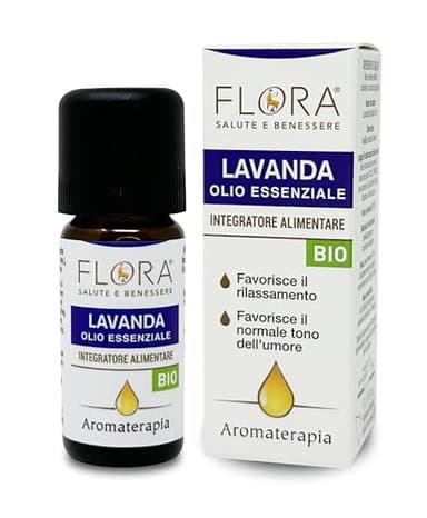 FLORA Olio essenziale puro di Lavanda puro 100% - Integratore alimentare - 10 ml - Favorisce il rilassamento (Stress e Sonno) Favorisce il normale tono dell'Umore Ideale anche in Aromaterapia