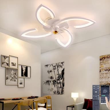 Narwhal Modern 4 Luci LED Ventilatore da Soffitto, 72W, Bianco, 78cm, per Soggiorno