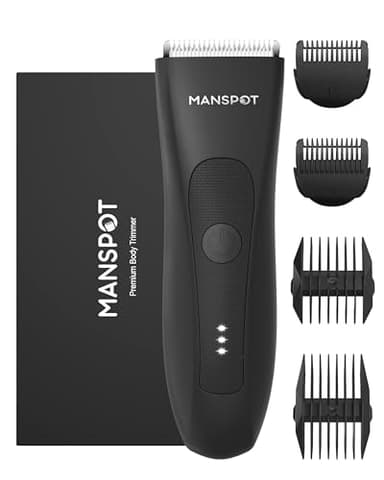 MANSPOT Rasoio Elettrico Corpo Uomo, Depilatore Corpo Uomo, Rasoio Corpo Uomo Impermeabile IPX7, Rasoio Parti Intime Uomo Umido e Asciutto,Rasoio Intimo Uomo per Viso,Braccia,Torace,Gambe,Ascelle