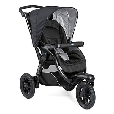 Chicco Passeggino Activ3 Con 3 Ruote, Funzionale e Facile da Guidare Su Tutti i Terreni, Seduta Ampia, Schienale Reclinabile, Chiusura Pratica e Veloce, Ammortizzatori Regolabili, 0 Mesi+, Jet Black