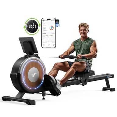 MERACH Vogatore Automatico Aggiornato, vogatore Magnetico Ecologico per Casa con 16 Livelli di Resistenza, Capacità di Carico 160 kg, Dispositivo Fitness Verde