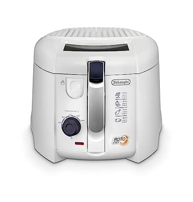 De'Longhi F28211 Friggitrice con Timer Digitale e Cestello Rotante, Termostato Regolabile, Filtro Removibile Antiodore, Capacità Olio 1.2L, Amplio Oblo', Vasca Antiaderente, Cestello Saliscendi