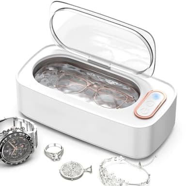 Pulitore Ultrasuoni 400ML, 47000Hz lavatrice ultrasuoni con 2 modalità di Tempo, Pulizia Ultrasuoni per Gioielli, Occhiali, Protesi dentale, Orologi, Anelli, Collane