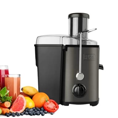 BLACK+DECKER BXJE600E – Centrifuga 600 W, 2 velocità, estrattore succhi e verdure con bocca da 62 mm, serbatoio rimovibile 1,2 L, brocca succhi 0,55 L, sistema di molla, acciaio inox