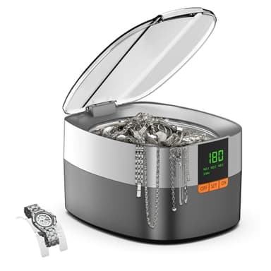 Pulitore ad ultrasuoni per gioielli, KECOOLKE 750ml Pulitore sonico con timer digitale per occhiali, anelli, monete, anello, argento