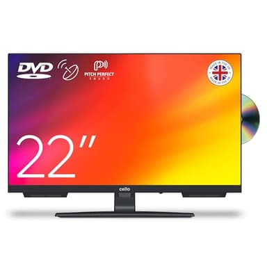 Cello C2224F 22" FULL HD DVD con lettore DVD integrato senza cornice Triplo sintonizzatore (DVB-C/-S2/-T2) Pitch Perfect Sound Made in Europe [2024]