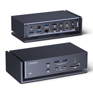 iVANKY FusionDock Max 1 Compatibile con Thunderbolt 4, Stazione di Docking 20-in-1 Quad 6K@60Hz, Dock da 40Gbps per MacBook M1/M2/M3/M4 Pro/Max, 2*HDMI 2.0, 96W PD, 10Gbps 5*USB-A, 2*USB-C, 2,5 GbE