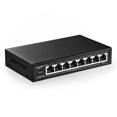 MokerLink 8 porte PoE Gigabit Managed Switch, 7 porte PoE, 1 GE Uplink, IEEE802.3af/at, alimentazione 96W, L2 Smart Managed, interruttore Ethernet in metallo senza ventola