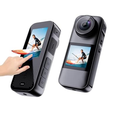 Xilecam Doppio Schermo Action Cam 4K 60FPS Touch Screen HD da 2,2" Macchina Fotografica Subacquea con Stabilizzazione e Accessori (HC09)