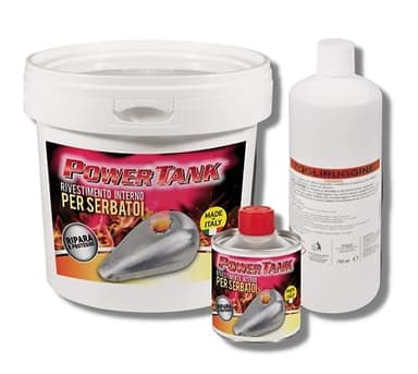 POWER TANK Trattamento Serbatoio Moto Auto (100/120 Litri) Kit Very Big 2,5 kg per Interno Serbatoi Benzina Diesel Gasolio Elimina la Ruggine Ripara Protegge Arrugginito Vespa d'Epoca con Antiruggine