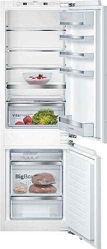 Bosch KIS86AFE0 Serie 6, Frigorifero combinato da incasso, Low Frost, Funzione automatica Super Freezing, Luce LED, Sensori Fresh Sense, 177.2 x 55.8 cm, cerniera piatta