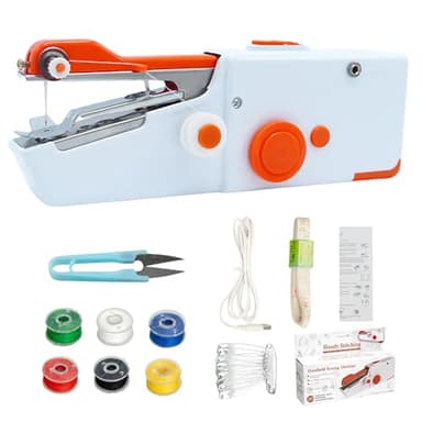 Macchina da Cucire Portatile,Mini Macchina da Cucire,Macchina per Cucire Portatile,Cucitrice Portatile per Tessuti,Cucito Veloce,Adatta per Vestiti,Tende in Tessuto,Casa e Viaggio