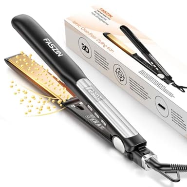 Faszin Piastra Capelli Professionale 2-In-1, Piastre Ioniche di Titanio, Riscaldamento In Soli 20 Secondi, Display LCD Chiaro, Ideale Per Capelli Lisci, Ricci e Mossi