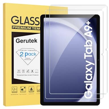 Gerutek 2 Pezzi Pellicola Protettiva per Samsung Galaxy Tab A9+ / A9 Plus 11 Pollici 2023, SM-X210/X215/X216/X218 Vetro Temperato per Galaxy Tab A9+ 11'' [Facile Installazione][9H]