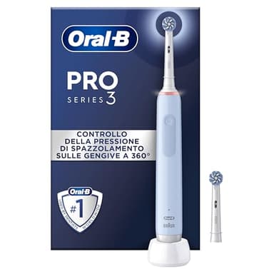 Oral-B Spazzolino Elettrico Ricaricabile Pro Series 3 Blu, 2 Testine di Ricambio. 1 Spazzolino