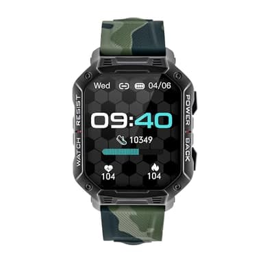 WATCHMARK Smartwatch orologio ultra verde camouflage militare cinturino in silicone modalità sport durevole IP67 resistente