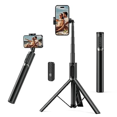 ATUMTEK Bastone Selfie 140cm, Treppiede Smartphone con Telecomando Bluetooth Ricaricabile, Selfie Stick Treppiede Estensibile in Alluminio, Compatibile con iPhone, Samsung e Telefoni Android
