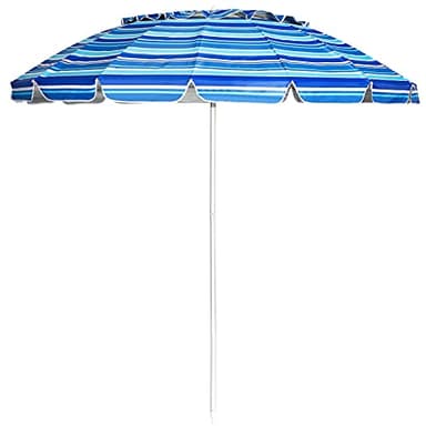 COSTWAY Ombrellone da Spiaggia 2,43 m, Ombrellone Portabile da Esterno con Borsa di Trasporto, con Protezione Solare, Ideale per Spiaggia, Balcone, Giardino (Blu navy)