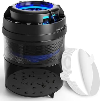 VEGREM DH-MW10A Lampada Antizanzare - Zanzariera Elettrica Viene Fornita con Adesivo, 6W, per Giardino, 365nm UV, Controllo Bionico, 14.1x14.1x18.8 cm, 0.5kg, Nero