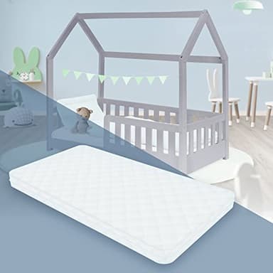 ML-Design Materasso per Bambini Ortopedico Memory Foam Certificato Oeko-Tex in Schiuma Fredda Bianco 60 x 120 x 10 cm Ipoallergenico Rivestimento Sfoderabile Lavabile Antibatterico H4 Extra Rigido