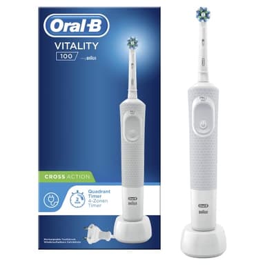 Spazzolino Elettrico Ricaricabile Braun Oral-B Vitality 100 CrossAction Bianco con 1 Manico 1 Testina