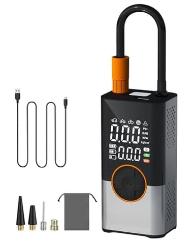 E-SMARTER Compressore Aria Portatile, 150PSI Pompa Elettrica per Bicicletta con Display Digitale & Design Auto-Stop, Multifunzionale Compressore Portatile Auto, Mini Compressore Portatile per Auto