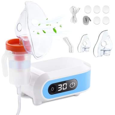 Wholede Aerosol Ultrasuoni Silenzioso - Nebulizzatore A Compressore, Areosol per Bambini ed Adulti con Boccaglio E Maschera, Velocità di Atomizzazione Regolabile, Funzione Timer