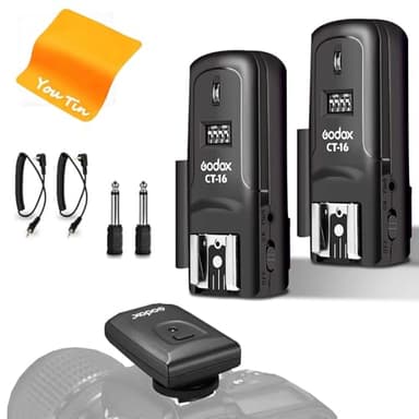 Godox CT-16 Trigger Godox Trigger Wireless per Flash, Godox CT-16 compatibile con Fotocamere DSLR Canon, Nikon, Sony, Pentax (1 Trasmettitore + 2 Ricevitori)