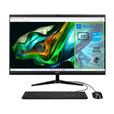 Acer Aspire C27-1800 Computer Fisso All in One, Pc Desktop, Processore Intel Core i3-1305U, Ram 8 GB DDR4, 512 GB SSD, Display 27" IPS FHD LED LCD, Intel UHD, Wifi, Webcam, Windows 11 Home