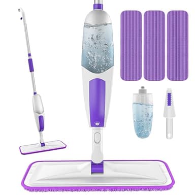 SEVENMAX Scopa Lavapavimenti a Spruzzo - Spray Mop Mocio Lavapavimenti con 3 Panni in Microfibra Riutilizzabile per Casa Cucina Tutti i Pavimenti in Parquet Vinile PVC Piastrelle Laminato Legno Duro