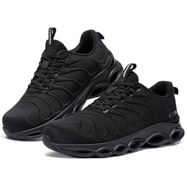 LARNMERN Scarpe Antinfortunistiche Uomo Scarpe Antinfortunistica Moda Traspiranti Leggere con Punta in Acciaio Ammorti Scarpe da Lavoro Comodo (Nero,46EU)
