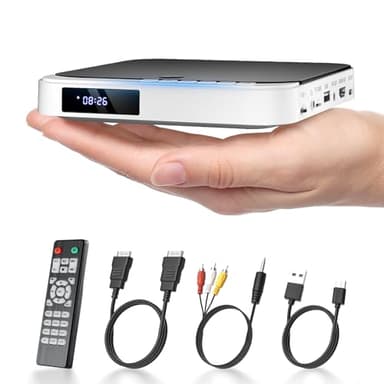 Desobry Lettore DVD per TV, Mini Lettore DVD HDMI, Lettore DVD compatto per tutte le regioni, Piccolo lettore DVD per TV, Archiviazione Breakpoint (MD115W-04DE)