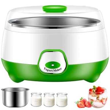 Yogurtiera, Yogurtiera elettrica da 1 litro con 3 Tazze di Vetro, Rivestimento in Acciaio Inossidabile, Controllo Intelligente della Temperatura costante, Macchina Multifunzione per Yogurt Fatto in c