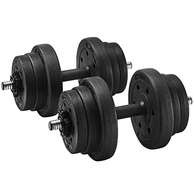 SONGMICS Set di Manubri 20 kg, Peso Regolabile, Esercizio Allenamento Fitness per Uomo e Donna, Sollevamento Pesi a Palestra a Casa, 1 Paio, Nero SYL20HV1