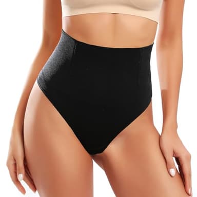 Tuopuda Perizoma Donna Mutande Contenitive Intimo Modellante Vita Alta Slip Pantaloncini Thong Shapewear Dimagrante Pancia Piatta Guaina Contenitivo Invisibile Tanga, Nero, S