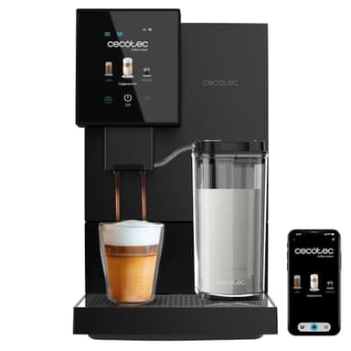 Cecotec Macchina da Caffè Espresso Manuale e Cappuccino Cremmaet Compactccino Connected. 30 Varietà, Serbatoio latte 400 ml, Serbatoio dell'acqua da 1,1L,Schermo TFT, Wi-Fi, Pompa 19 Bar, Thermoblock