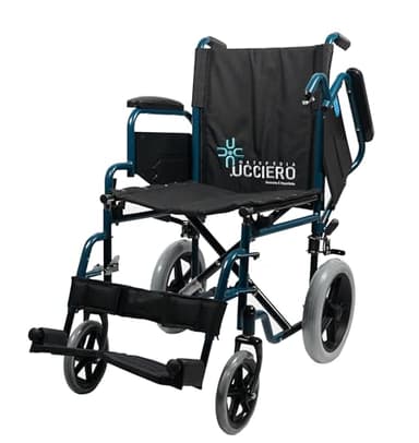 UCCIERO® Sedia a Rotelle Pieghevole Leggera da Transito - Carrozzina per Disabili e Anziani Dotata di Braccioli e Pedane Modulari, Seduta e Regolabile - mod. Medy (43 cm)