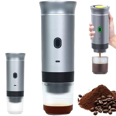 Maker per espresso portatile, caffettiera da viaggio auto-riscaldamento 3 in 1, Mini Espresso Machine con 3 modalità per viaggi, campeggio, escursioni, caffè portatile, argento