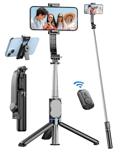 Bastone Selfie, 41'' Estensibile Selfie Stick Treppiede per Smartphone con Clip Staccabile & Telecomando Wireless, Rotazione a 360° Asta per Selfie Compatibile con iPhone/Android/Samsung/GoPro