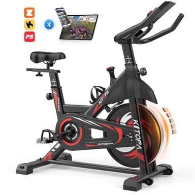 Kitopa Cyclette da Casa, Cyclette per Casa con Bluetooth APP, Resistenza Magnetica, Volano da 15 kg, Schermo Monitoraggio, Supporto Tablet, Max 150 kg