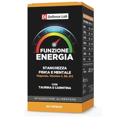FUNZIONE ENERGIA, Integratori Stanchezza Fisica e Mentale con Magnesio Bisglicinato, Taurina, Carnitina, Vitamine e Acido Folico. Contrasta Stress e Affaticamento. Integratore Energia Made in Italy