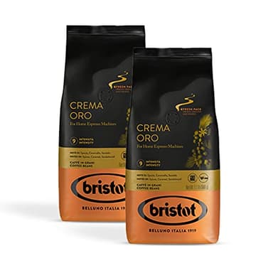 Bristot Caffè Crema Oro In Grani 1kg - Chicchi Con Miscela Da Brasile, Centro America, Africa, India, Sud Est Asiatico. Cremoso, Aroma Intenso E Gusto Dolce