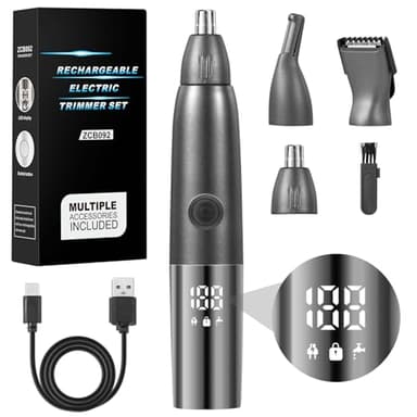 Brencco Taglia Peli Naso e Orecchie, 4 in 1 Tagliapeli Naso Ricaricabile USB Taglia Peli Professionale Impermeabile IPX7 per Capelli del Barba, Sopracciglia e Capelli del Viso