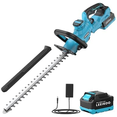 Tagliasiepi a Batteria, LEEIKOO Tagliasiepi Elettrico con 4.0Ah Batteria, 180° Regolabile Tagliasiepi, 51 cm Lunghezza Lama, 16 mm Distanza tra i Denti, Copri Lama per Siepi, Rami, Arbusti, Ramoscelli
