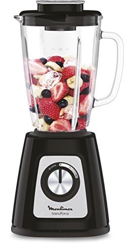 Moulinex Blendforce Frullatore, Sistema di Raffreddamento ad Aria, Potenza 800W, Tecnologia Smart Lock, Capacità 1.75Litri, Frullatore con Vaso in Vetro, 2 Velocità e Funzione a Impulsi, LM4308